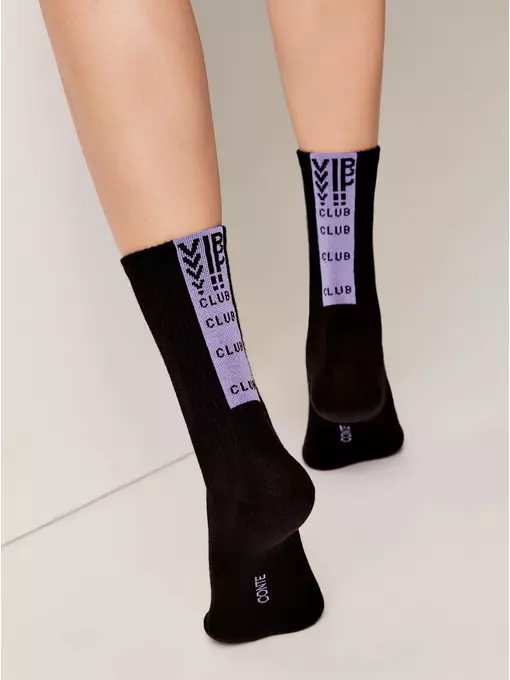 Носки женские (удлиненные) active 433 черный-сиреневый, 20С-20СП, 36-37 (23), CONTE ELEGANT,  - 2