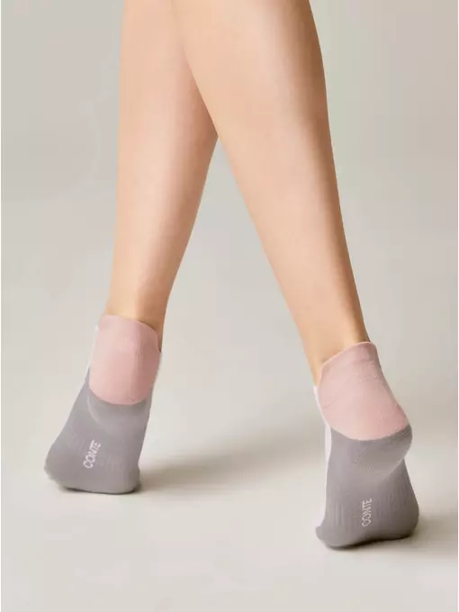 Ультракороткие женские хлопковые носки active с «язычком»  393 белый-серый, 19С-245СП, 39-41 (25-27), CONTE ELEGANT,  - 3