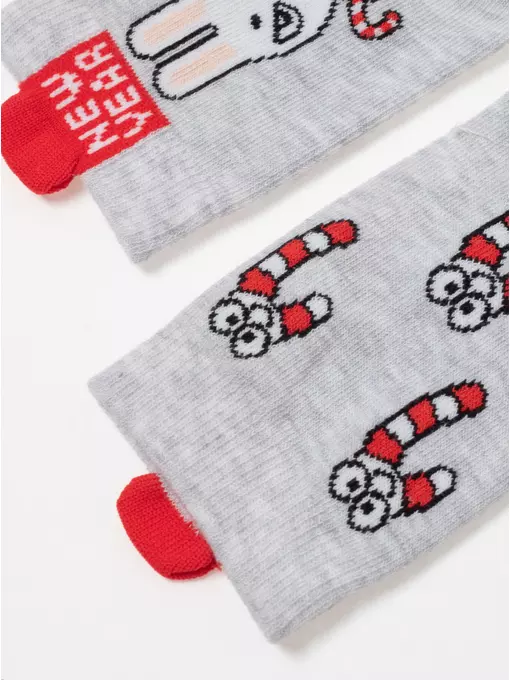 Детские новогодние носки new year 907 светло-серый, 21С-67СП, 13-14, CONTE-KIDS,  - 3