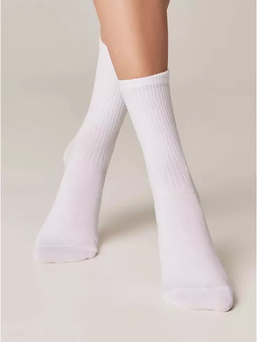 Носки женские хлопковые active (удлиненные) 433 белый-черный, 20С-20СП, 39-41 (25-27), CONTE ELEGANT,  - 2