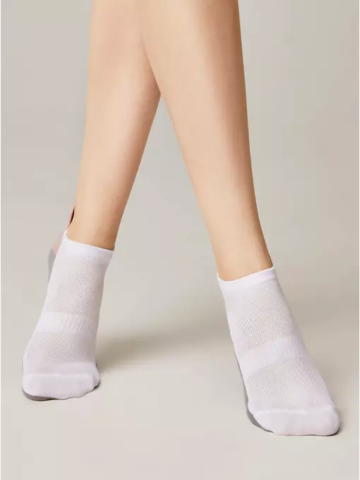 Ультракороткие женские хлопковые носки active с «язычком»  393 белый-серый, 19С-245СП, 39-41 (25-27), CONTE ELEGANT,  - 2