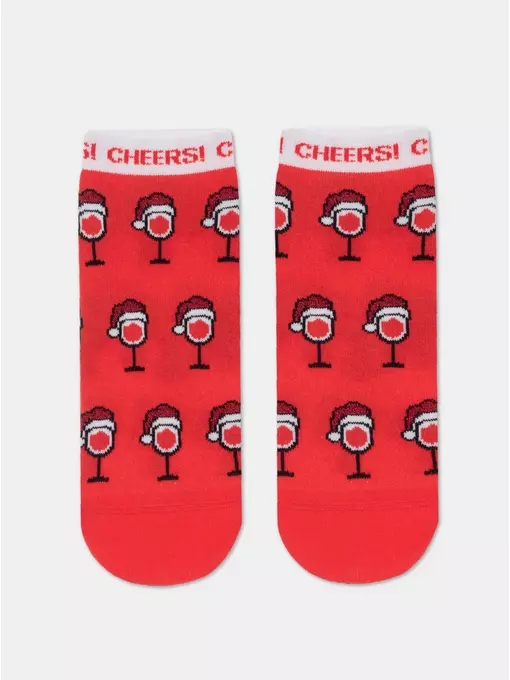 Женские короткие новогодние носки с люрексом new year 428 красный, 22С-24СП, 36-39 (23-25), CONTE ELEGANT,  - 3