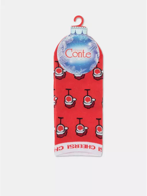 Женские короткие новогодние носки с люрексом new year 428 красный, 22С-24СП, 36-39 (23-25), CONTE ELEGANT,  - 6