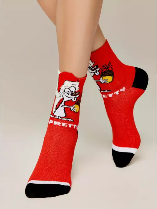 Женские новогодние носки conte new year 911 красный, 22С-26СП, 36-39 (23-25), CONTE ELEGANT,  - 2