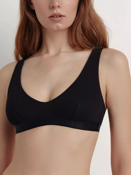 Бюстье в рубчик с v-образной линией декольте tie dye rib lbe 2208 black, 22С-2183ТСП, 170-84/XS, CONTE ELEGANT,  - 3