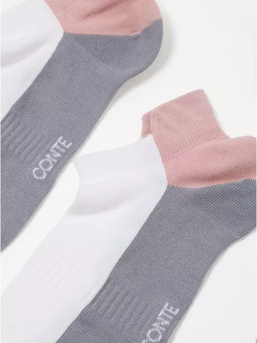 Ультракороткие женские хлопковые носки active с «язычком»  393 белый-серый, 19С-245СП, 39-41 (25-27), CONTE ELEGANT,  - 4