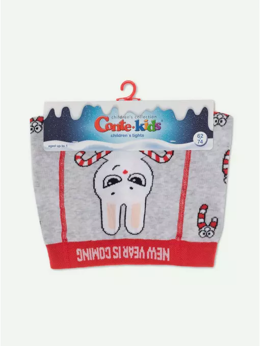 Детские новогодние колготки conte-kids new year 621 светло-серый, 21С-31СП, 62-74 (12), CONTE-KIDS,  - 3