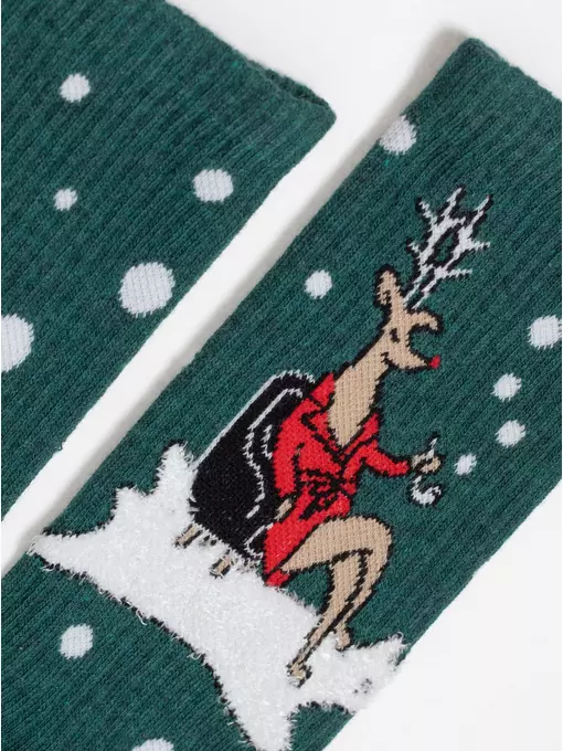 Женские удлиненные новогодние носки new year 426 темно-бирюзовый, 22С-22СП, 36-39 (23-25), CONTE ELEGANT,  - 3