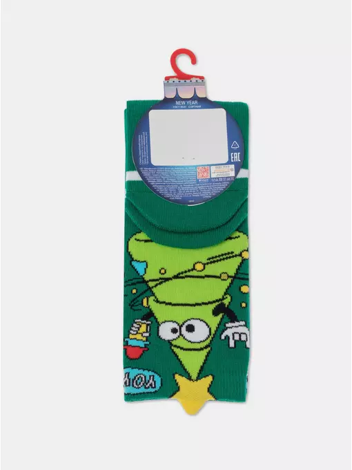 Детские новогодние носки (махровая стопа) new year 910 зеленый, 21С-63СП, 16-18, CONTE-KIDS,  - 5