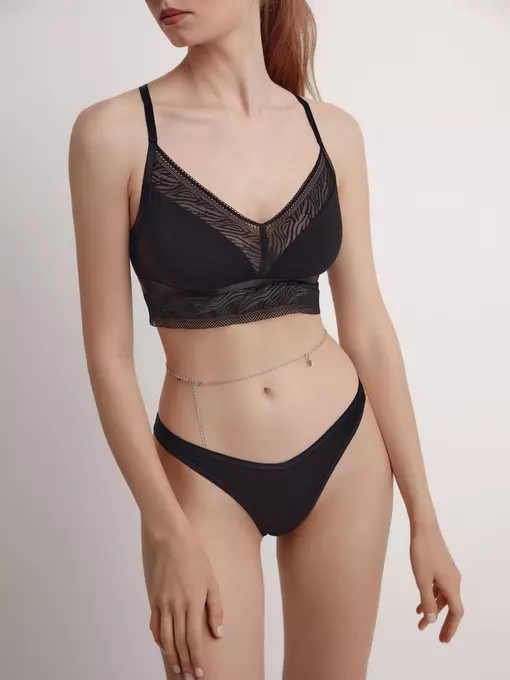 Трусы женские «бразилиана» с v-образной линией талии tie dye rib lbr 1914 black, 21С-1925ТСП, 90/XS, CONTE ELEGANT,  - 4