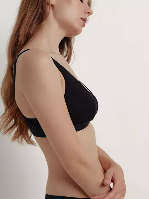 Бюстье в рубчик с v-образной линией декольте tie dye rib lbe 2208 black, 22С-2183ТСП, 170-84/XS, CONTE ELEGANT,  - 5