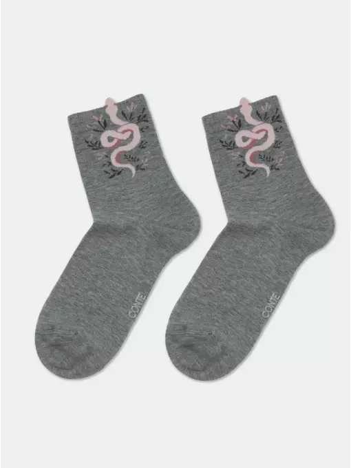 Носки женские хлопковые classic 537 серый, 17С-183СП, 36-37 (23), CONTE ELEGANT,  - 4