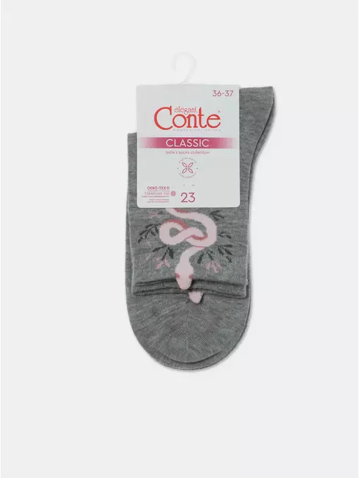 Носки женские хлопковые classic 537 серый, 17С-183СП, 36-37 (23), CONTE ELEGANT,  - 5