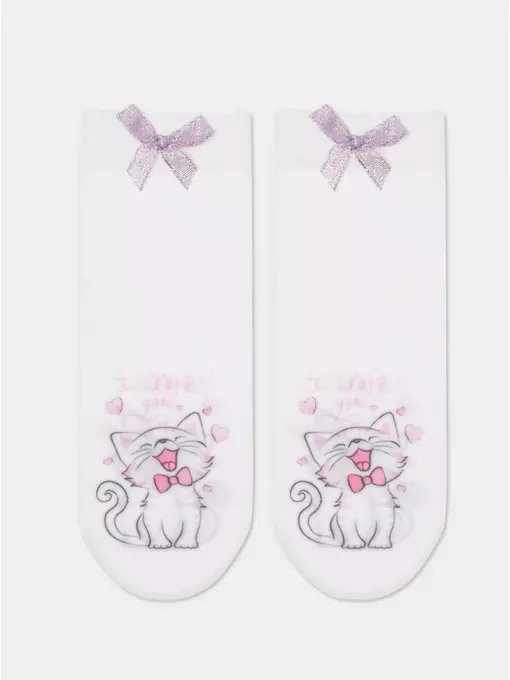 Носки детские с рисунком и бантиком love bianco, 21C-115СП, 18-20, CONTE ELEGANT,  - 5