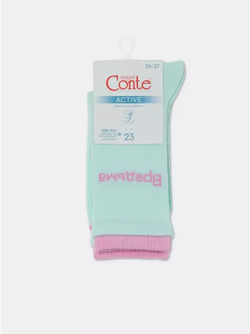 Носки женские хлопковые active (удлиненные) 488 бледно-бирюзовый, 22С-29СП, 38-39 (25), CONTE ELEGANT,  - 5