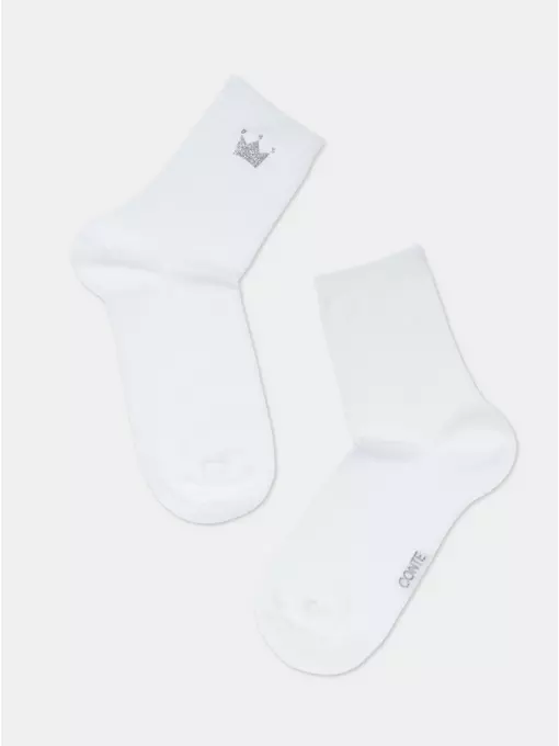 Носки женские из хлопка с сияющим рисунком "queen" 430 белый, 22С-40СП, 38-39 (25), CONTE ELEGANT,  - 4