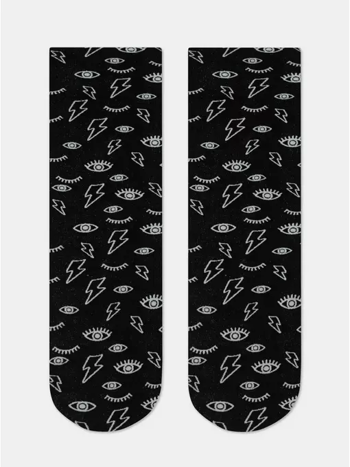 Носки женские c тату-рисунками «eyes&moon» fantasy 22с-53сп nero-bianco, 22С-53СП, 36-39 (23-25), CONTE ELEGANT,  - 4