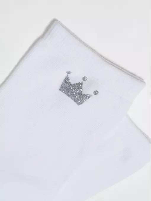 Носки женские из хлопка с сияющим рисунком "queen" 430 белый, 22С-40СП, 38-39 (25), CONTE ELEGANT,  - 5