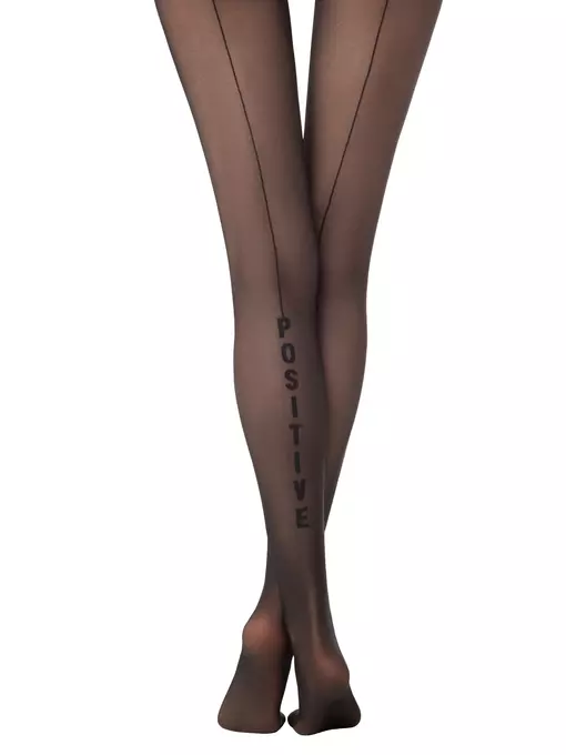 Колготки женские с имитацией шва сади и надписью fantasy positive nero, 22С-49СП, 2, CONTE ELEGANT,  - 2