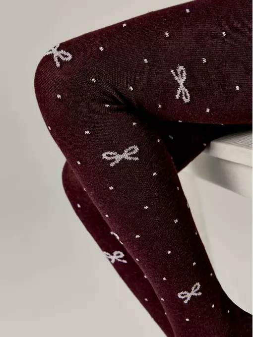 Хлопковые детские колготки tip-top с люрексом 545 бордо, 19С-36СП, 116-122 (18), CONTE-KIDS,  - 2