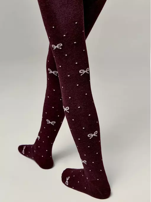 Хлопковые детские колготки tip-top с люрексом 545 бордо, 19С-36СП, 116-122 (18), CONTE-KIDS,  - 3