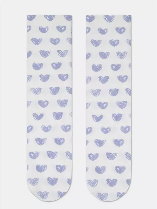 Удлиненные женские носки с хлопком 558 белый-сиреневый, 19С-236/1СП, 38-39 (25), CONTE ELEGANT,  - 3