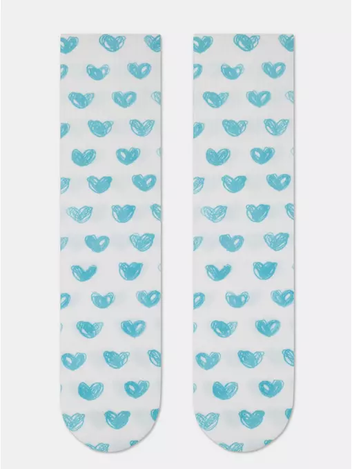 Удлиненные женские носки с хлопком 558 белый-бирюза, 19С-236/1СП, 36-39 (23-25), CONTE ELEGANT,  - 3