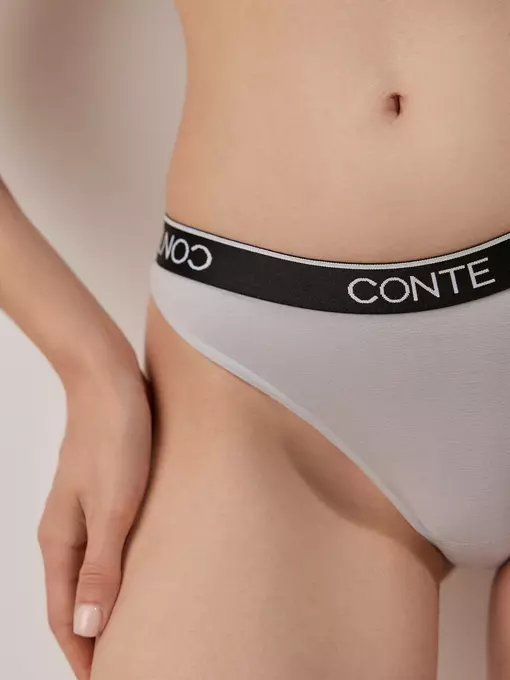 Трусы женские «бразилиана» с фигурным вырезом по спинке black&white lbr 2245 grey, 22С-2218ТСП, 90/XS, CONTE ELEGANT,  - 2