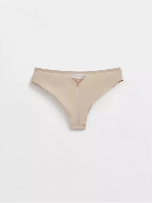 Трусы женские «бразилиана» из фактурного кружева с фигурным вырезом grafic lace lbr 1984 light almond, 21С-2001ТСП, 94/S, CONTE ELEGANT,  - 2