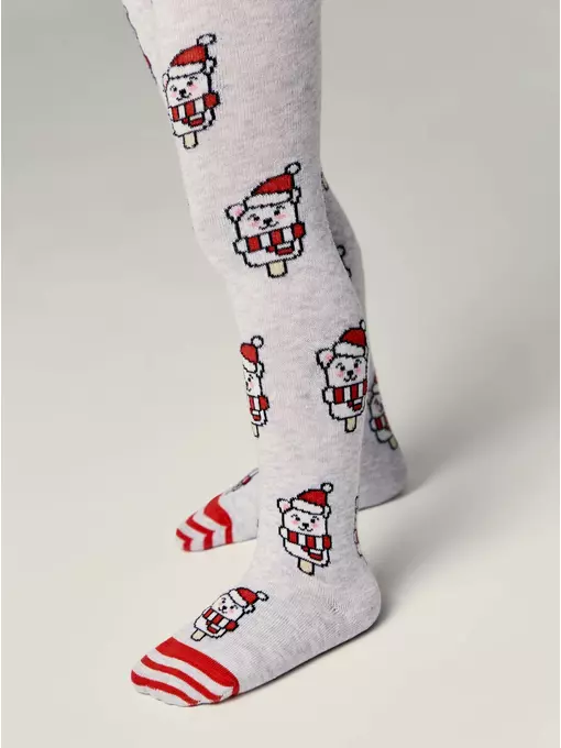 Новогодние детские колготки new year 669 светло-серый, 21С-31СП, 104-110 (16), CONTE-KIDS,  - 4