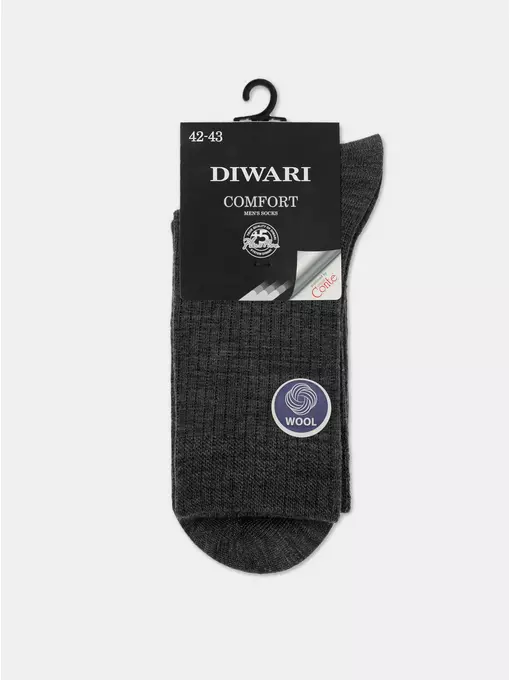 Теплые мужские носки в рубчик с шерстью diwari comfort 182 темно-серый, 22С-128СП, 40-41 (25), DIWARI,  - 3