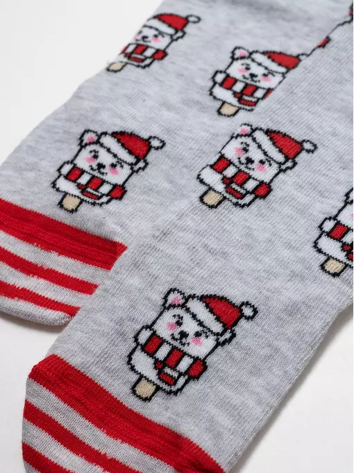 Новогодние детские колготки new year 669 светло-серый, 21С-31СП, 104-110 (16), CONTE-KIDS,  - 5