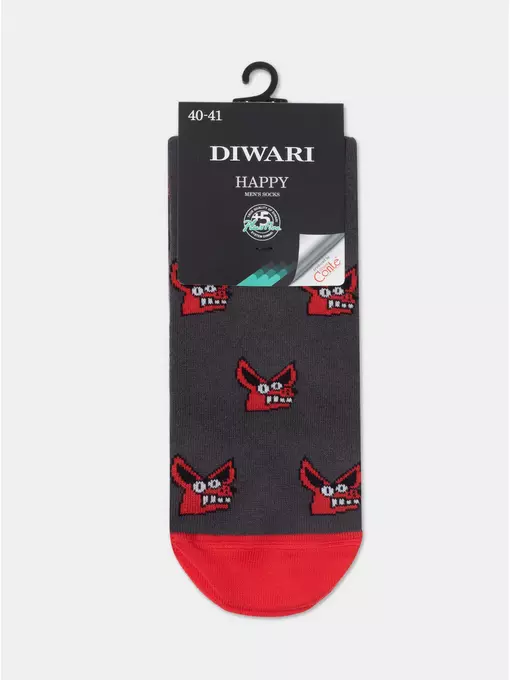 Хлопковые мужские носки diwari happy с рисунками 193 темно-серый, 17С-151СП, 44-45 (29), DIWARI,  - 4