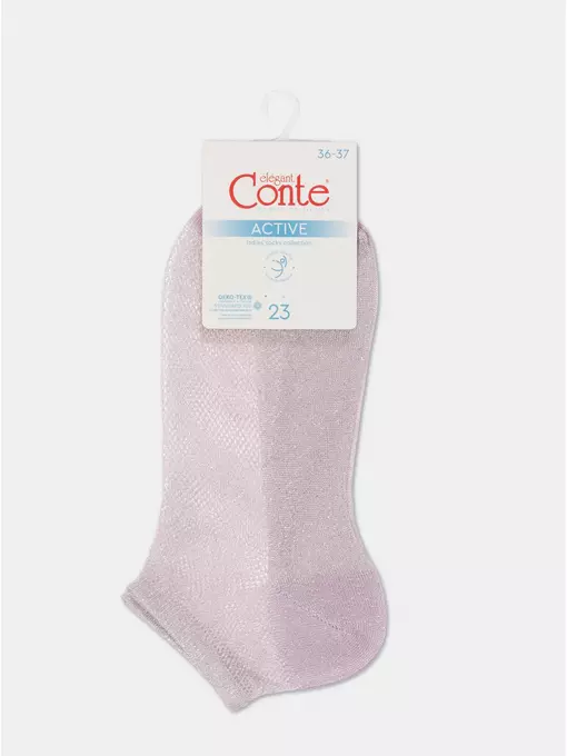 Ультракороткие носки из вискозы с ажурным переплетением active (ультракороткие, люрекс) 277 сиреневый, 21С-30СП, 36-37 (23), CONTE ELEGANT,  - 5