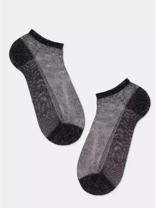 Ультракороткие носки из вискозы с ажурным переплетением active (ультракороткие, люрекс) 277 темно-синий, 21С-30СП, 36-37 (23), CONTE ELEGANT,  - 2