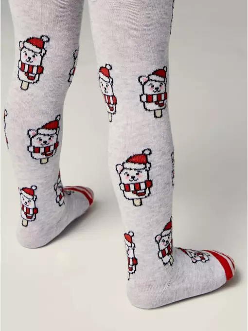 Новогодние детские колготки new year 669 светло-серый, 21С-31СП, 104-110 (16), CONTE-KIDS,  - 3