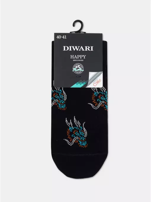 Хлопковые мужские носки diwari happy с рисунками 192 черный, 17С-151СП, 40-41 (25), DIWARI,  - 4
