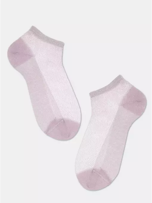 Ультракороткие носки из вискозы с ажурным переплетением active (ультракороткие, люрекс) 277 сиреневый, 21С-30СП, 36-37 (23), CONTE ELEGANT,  - 2