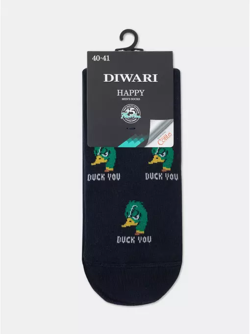 Хлопковые мужские носки diwari happy с рисунками 187 темно-синий, 17С-151СП, 40-41 (25), DIWARI,  - 5
