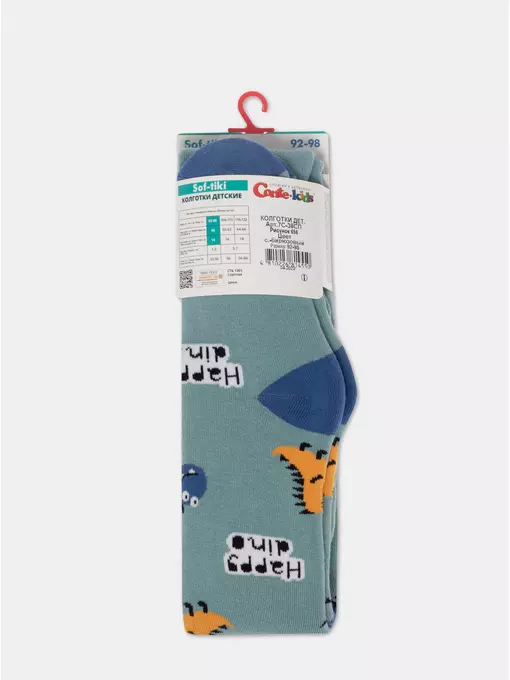 Теплые махровые детские колготки sof-tiki (махровые внутри) 656 серо-бирюзовый, 7С-38СП, 104-110 (16), CONTE-KIDS,  - 5