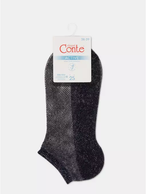 Ультракороткие носки из вискозы с ажурным переплетением active (ультракороткие, люрекс) 277 темно-синий, 21С-30СП, 36-37 (23), CONTE ELEGANT,  - 5