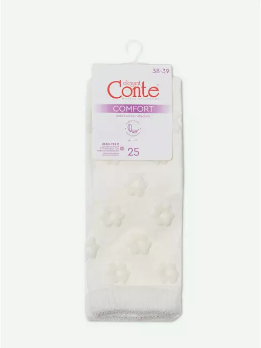 Махровые женские носки из хлопка с объемными рисунками conte comfort 548 молочный, 23С-17СП, 36-37 (23), CONTE ELEGANT,  - 6