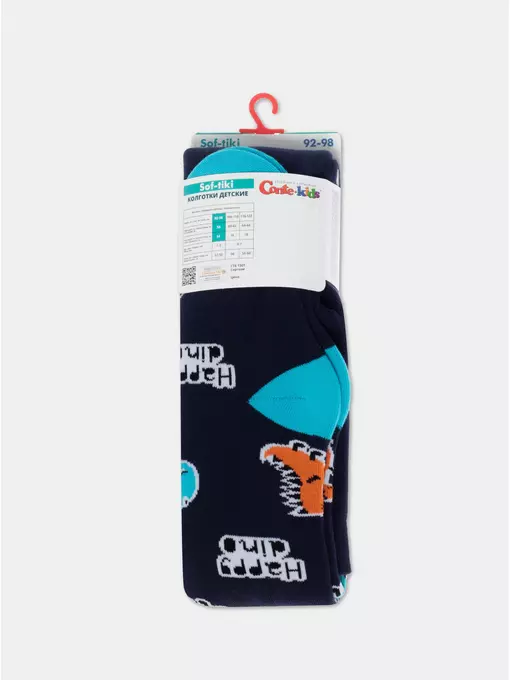 Теплые махровые детские колготки sof-tiki (махровые внутри) 656 темно-синий, 7С-38СП, 104-110 (16), CONTE-KIDS,  - 5