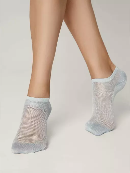 Ультракороткие носки из вискозы с ажурным переплетением active (ультракороткие, люрекс) 277 голубой, 21С-30СП, 38-39 (25), CONTE ELEGANT,  - 3