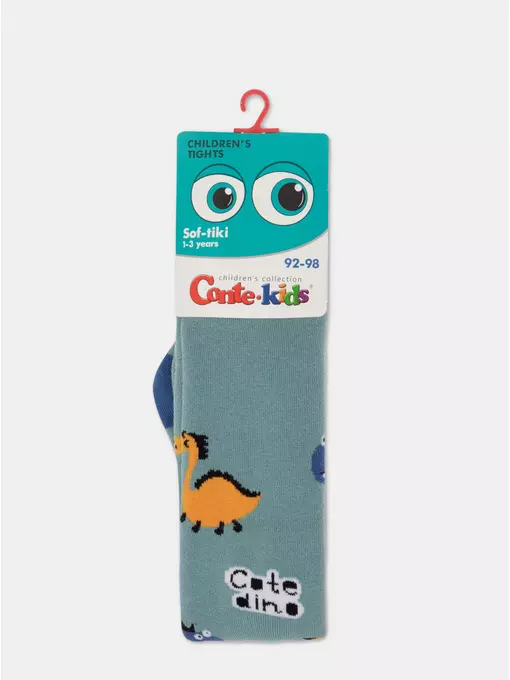 Теплые махровые детские колготки sof-tiki (махровые внутри) 656 серо-бирюзовый, 7С-38СП, 104-110 (16), CONTE-KIDS,  - 4