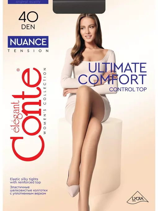 Классические матовые женские колготки nuance 40 beige, 8С-37СП, 2, CONTE ELEGANT,  - 1