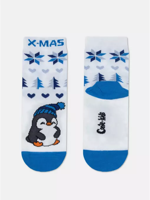 Новогодние детские носки new year 953 белый, 21С-67СП, 13-14, CONTE-KIDS,  - 3