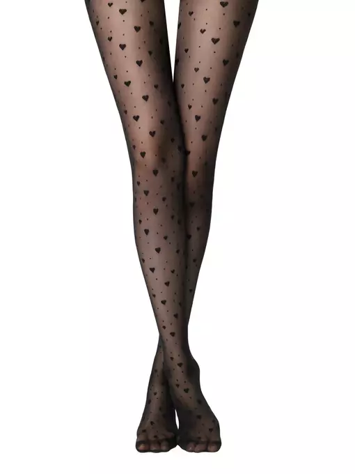 Колготки женские в сердечки и точки feeling fantasy nero, 23С-68СП, 5, CONTE ELEGANT,  - 2