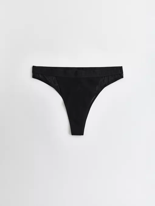 Трусы женские «бразилиана» из хлопка и эластичной сеточки rib with mesh lbr 2494 black, 22С-2507ТСП, 90/XS, CONTE ELEGANT,  - 4