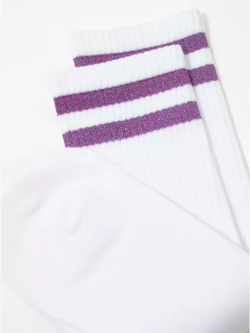 Носки женские хлопковые с яркими полосками из люрекса active 157 белый-сиреневый, 19С-65СП, 38-39 (25), CONTE ELEGANT,  - 6